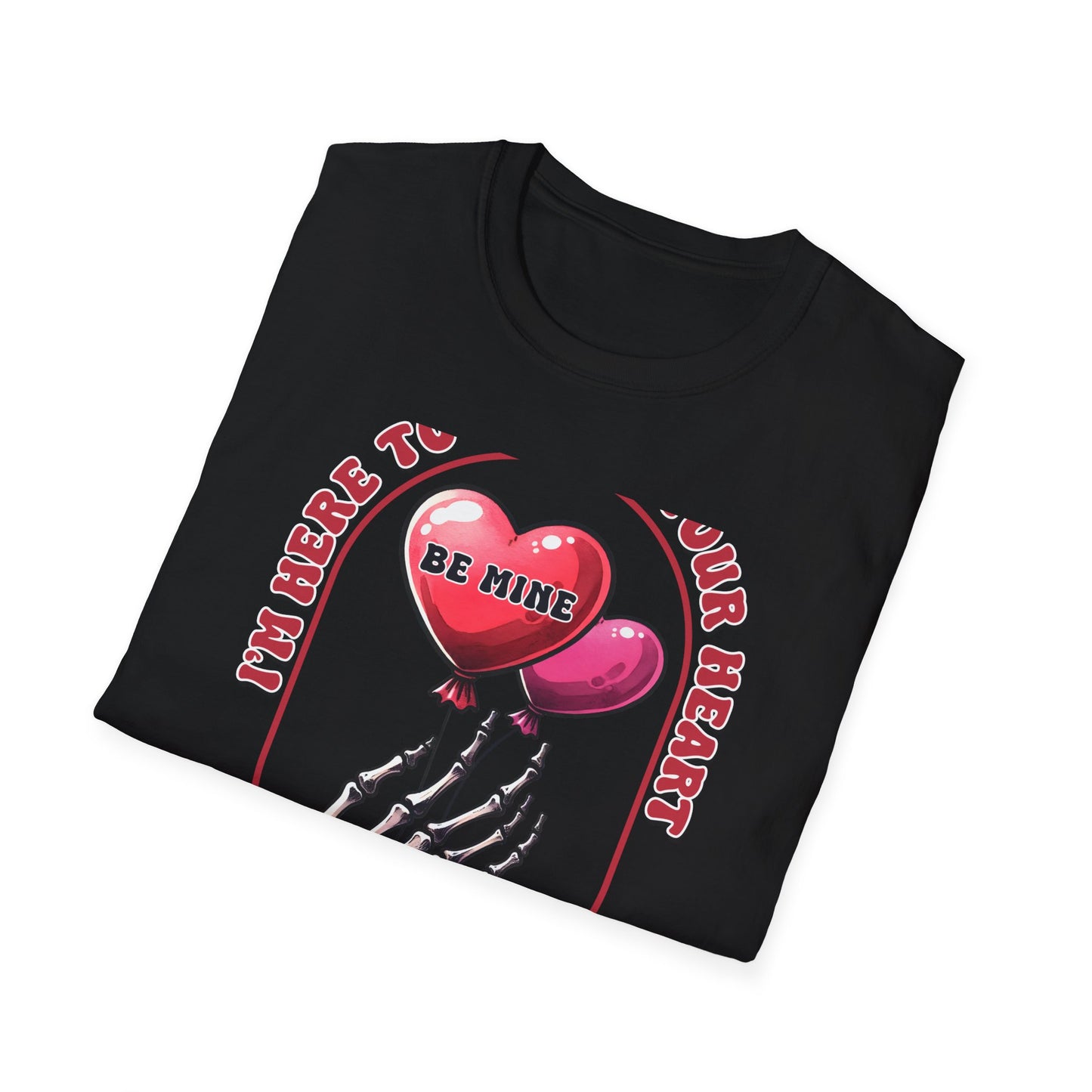 Edgy 'Steal Your Heart' T-Shirt | Skeleton Hand & Heart Balloons | Unique Valentine's Day Love Tee for Couples