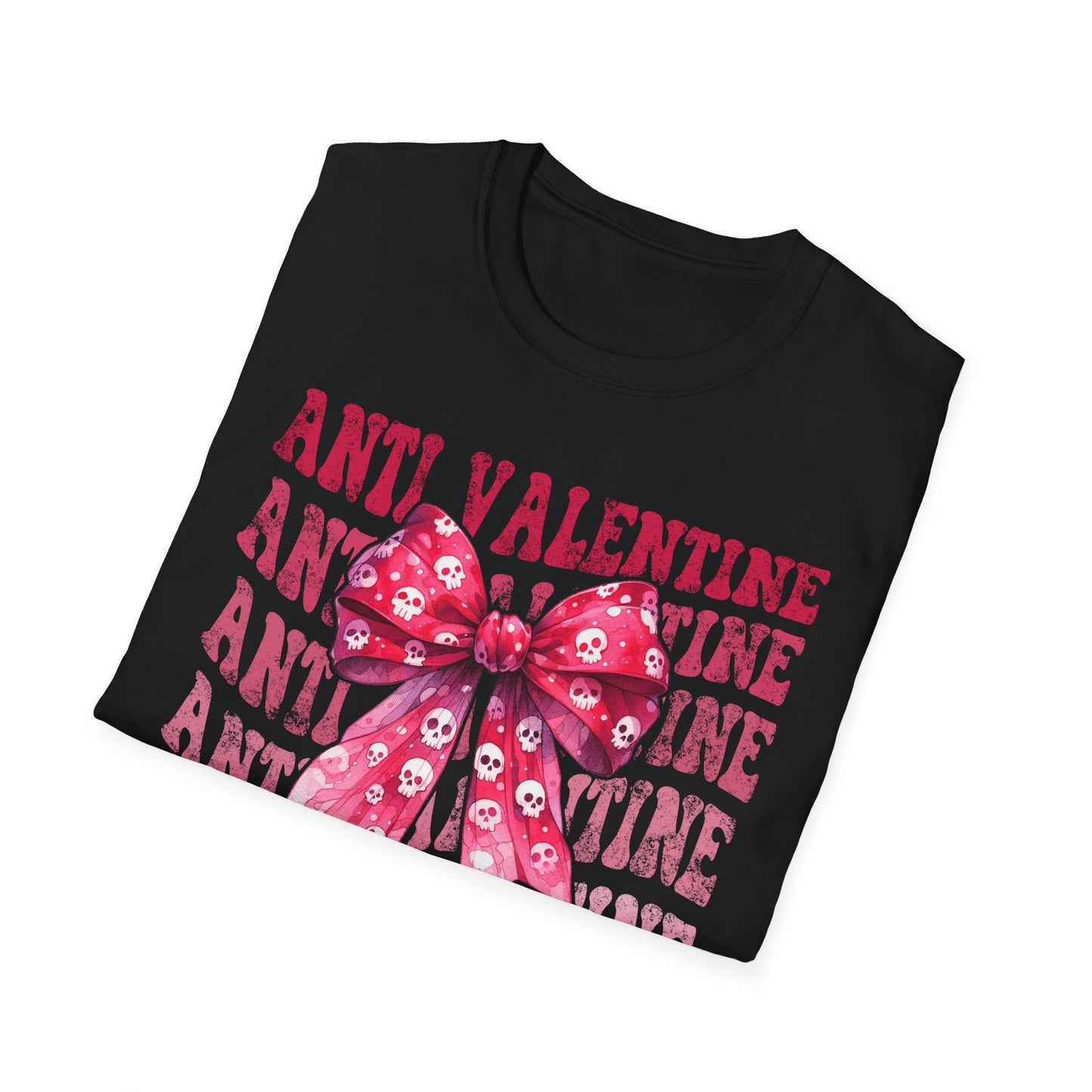 Sassy Anti Valentine's Club T-Shirt: Edgy Pink Skull Bow Tee | Unique Valentine's Day Rejection & Goth Aesthetic Statement Top