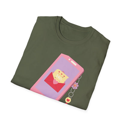 Sweet 'Call Me' Valentine's Day T-Shirt | Retro Love Letter Phone Tee | Adorable Romantic Gift for Her & Him