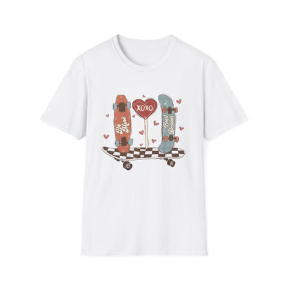 Retro Skateboard Valentine's T-Shirt | Be Mine Heart Breaker XOXO Tee | Trendy Vintage Skater Love Graphic Shirt