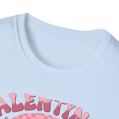 Sparkly Heart Eyes Smiley Valentines Vibes T-Shirt | Trendy Groovy Pink Love Tee for Her