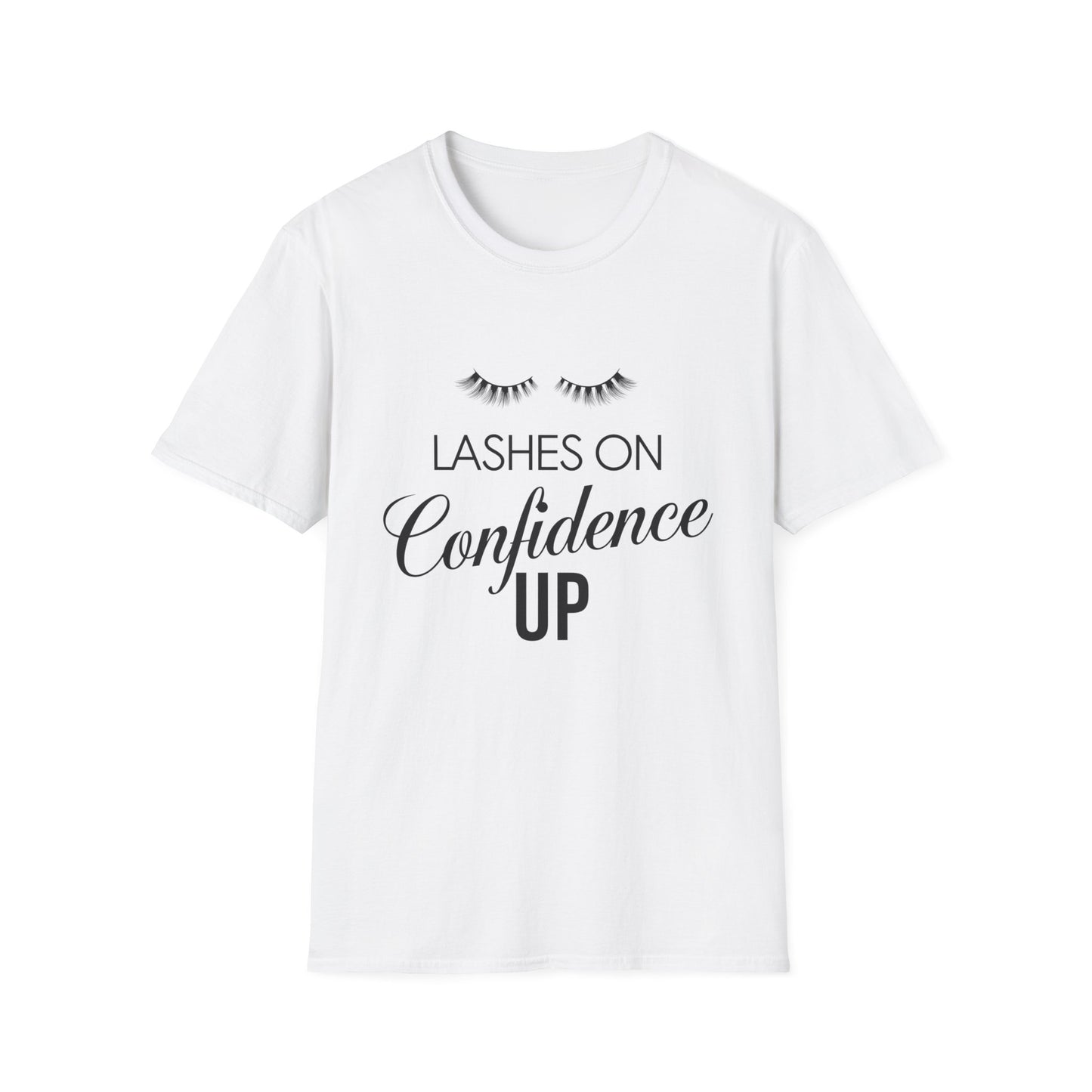Empowering 'Lashes On Confidence Up' T-Shirt | Chic Lash Lover Tee for Women | Trendy Beauty Queen Gift