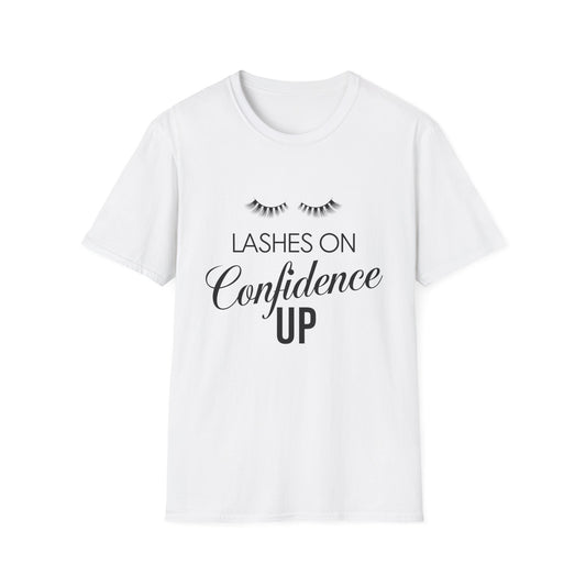 Empowering 'Lashes On Confidence Up' T-Shirt | Chic Lash Lover Tee for Women | Trendy Beauty Queen Gift