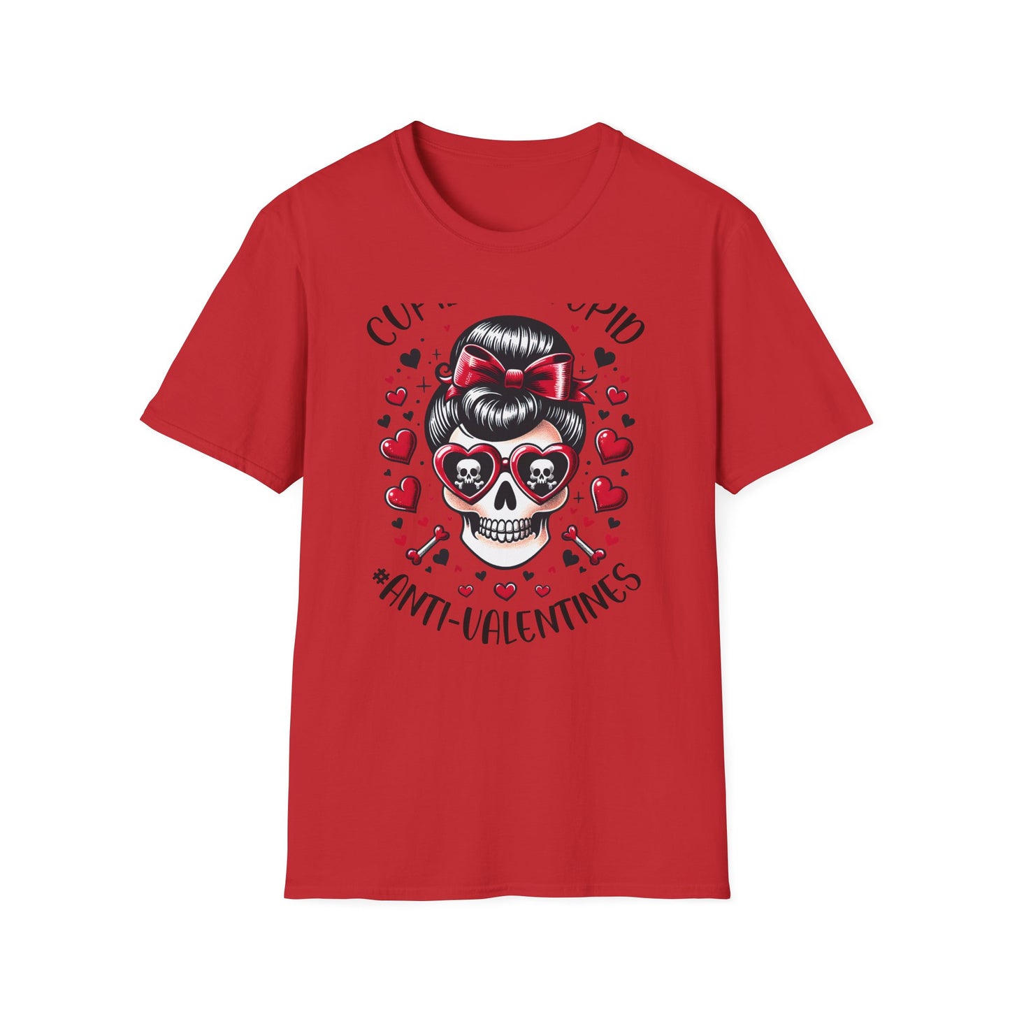 Epic Anti-Valentines Skull T-Shirt - Sarcastic "Cupid Is Stupid" Tee for Edgy Souls