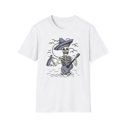 Screaming Skeleton Mariachi Band T-Shirt | Edgy Guitar & Tequila Skull Tee for Music Lovers & Day of the Dead Fans