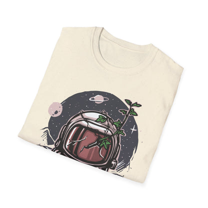 Resilient Space Bloom Astronaut Helmet T-Shirt | Unique Cosmic Growth Graphic Tee for Nature & Sci-Fi Lovers