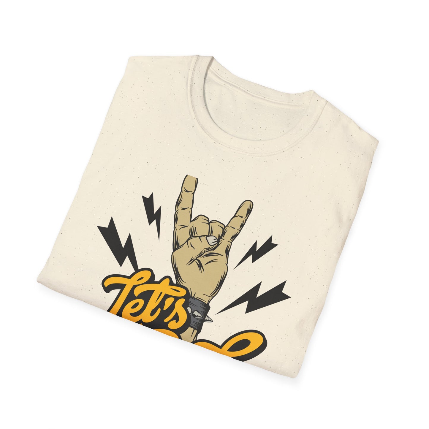 Epic Let's Rock On T-Shirt - Electrifying Rock N Roll Hand Sign Tee for Music Lovers & Concerts | Dynamic Spiked Wristband Design