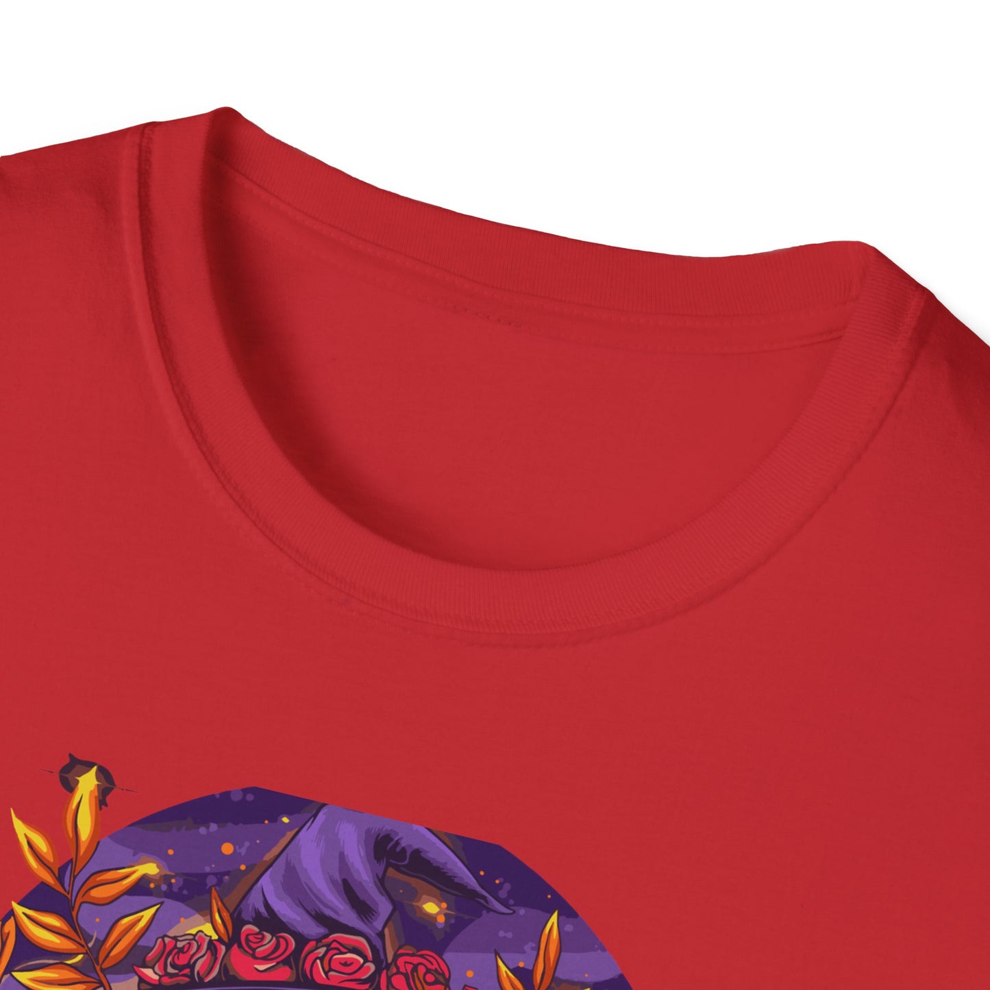 Enchanting Mystical Witch T-Shirt | Women's Fantasy Magic Tee with Cat, Crystal Ball & Roses | Awesome Gift