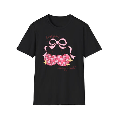 Irresistible 'Love You Cherry Much' T-Shirt | Cute Pink Heart Cherry Tee | Sweet Retro Vibe Valentine's Gift
