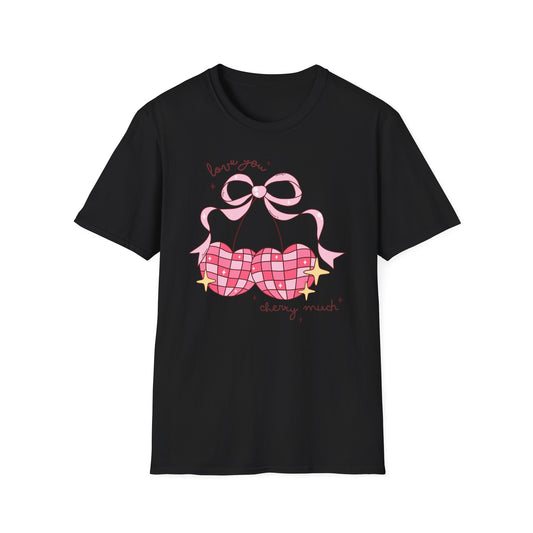 Irresistible 'Love You Cherry Much' T-Shirt | Cute Pink Heart Cherry Tee | Sweet Retro Vibe Valentine's Gift