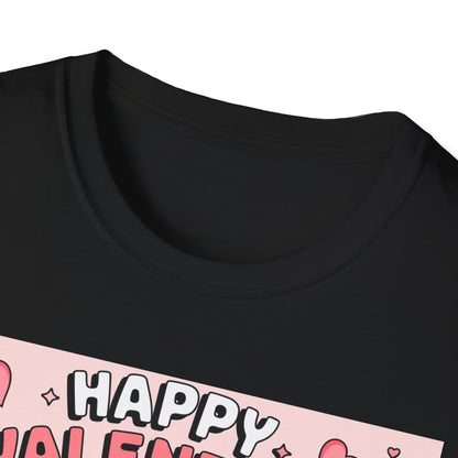 Happy Valentine's Day Floral T-Shirt | Retro Hearts & Daisy Bouquet Tee | Sweet Romantic Gift Idea