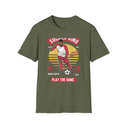 Epic Soccer King T-Shirt - Vintage Football Player Tee for Men & Fans - "Play The Game" Power Design