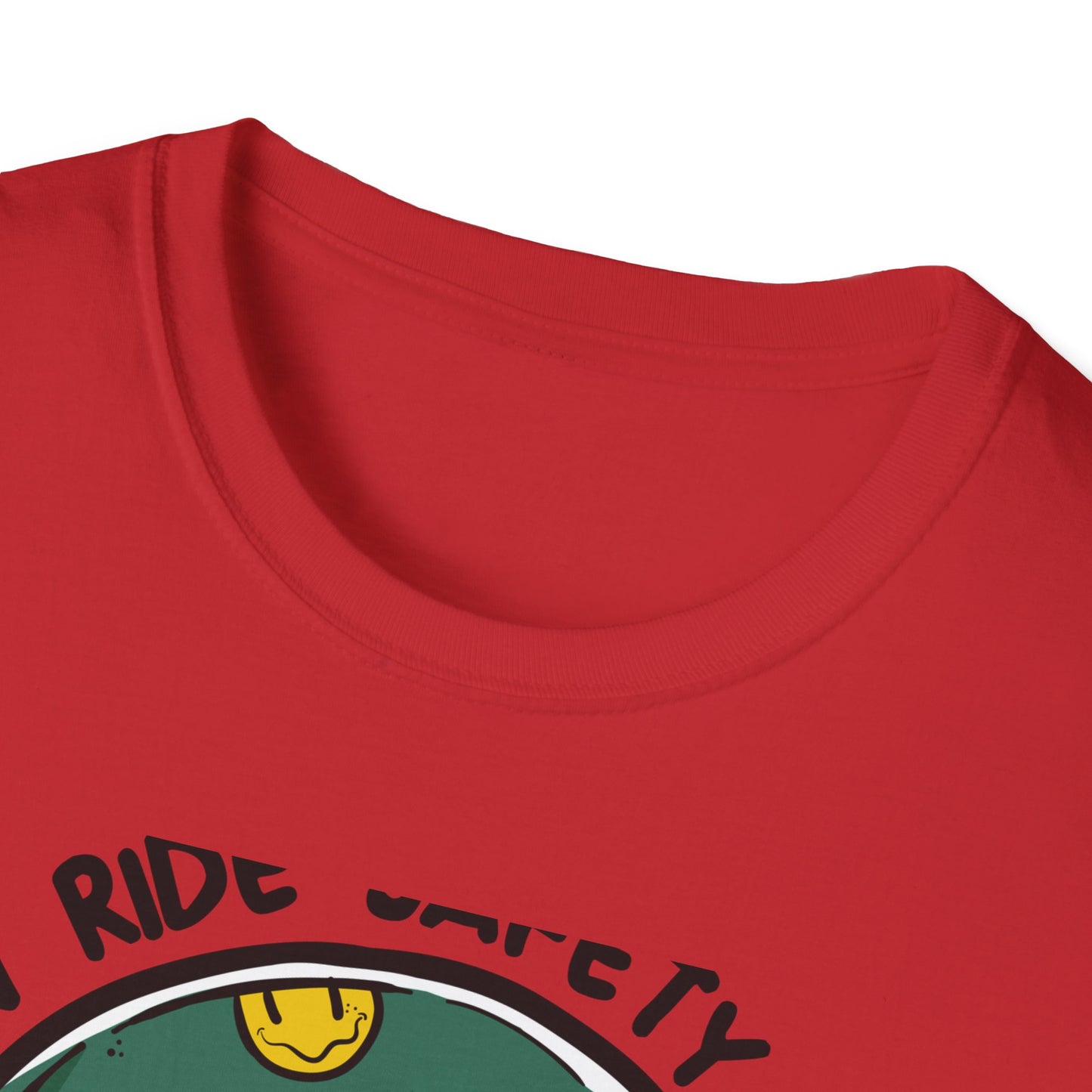 Vibrant Biker Girl Helmet T-Shirt | "Slow Ride Safety First" Retro Motorcycle Rider Tee for Women