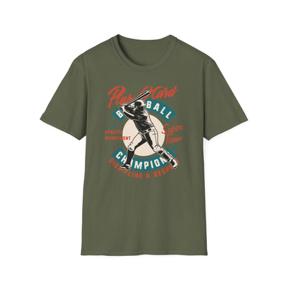 Classic Baseball Play Hard Champion T-Shirt | Vintage Athletic Department Super Team Tee | Dynamic Sports Fan Gift