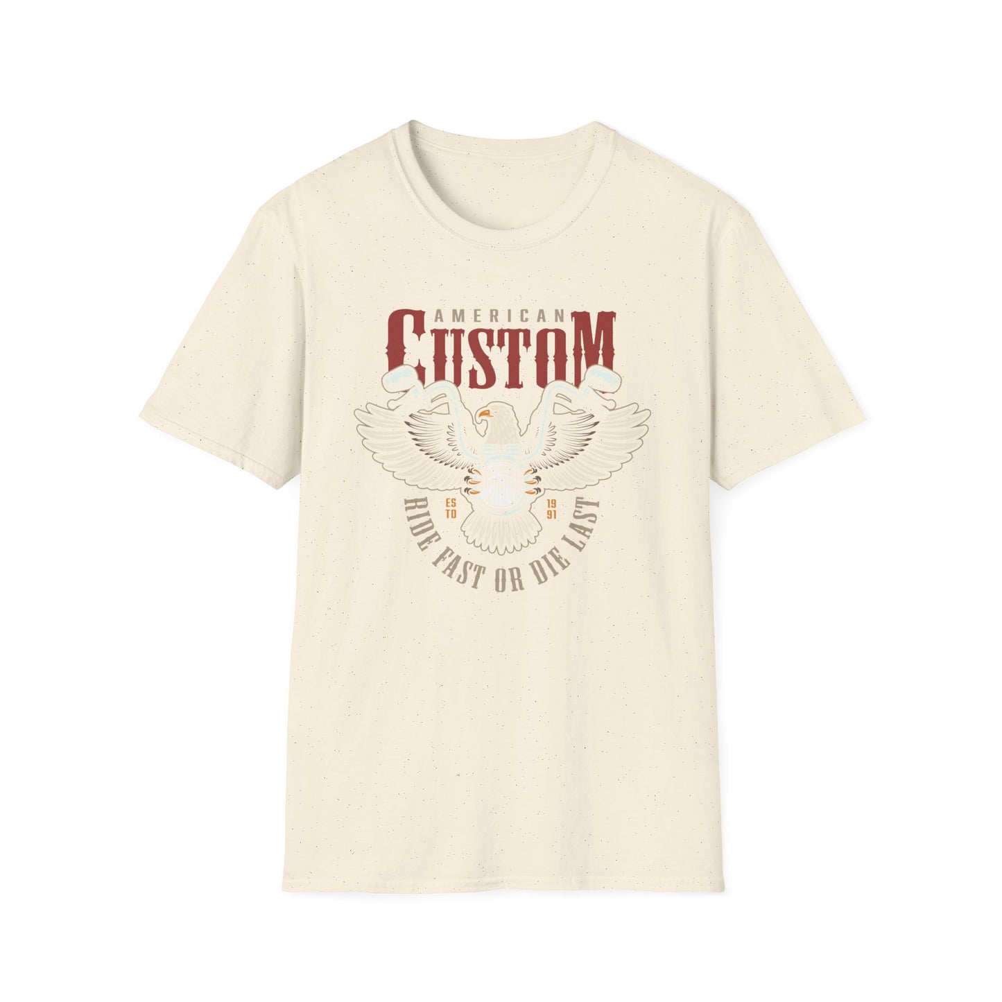 Legendary American Custom Eagle Motorcycle T-Shirt - Bold Biker Ride Fast or Die Last Tee, Vintage Chopper Enthusiast Gift