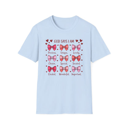 God Says I Am Precious Unique Lovely T-Shirt | Empowering Christian Affirmation Tee for Women & Girls | Faith & Self-Worth Gift