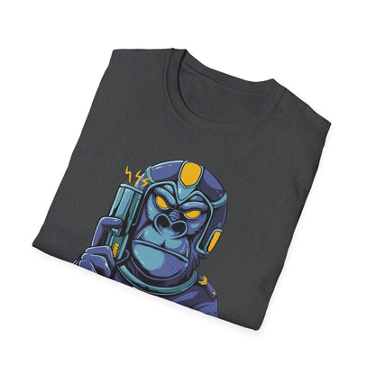 Epic Space Soldier Gorilla T-Shirt: Fierce Sci-Fi Ape Blaster Tee - Galactic Warrior Graphic for Gamers & Sci-Fi Fans