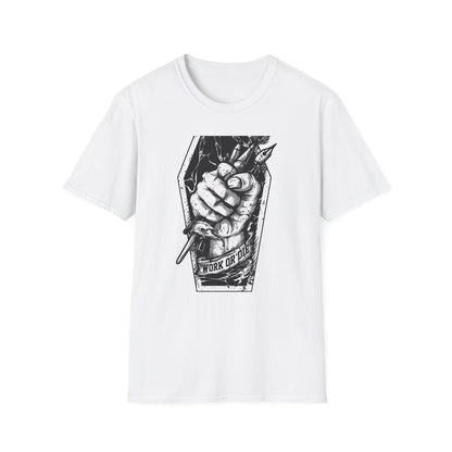 Unleash Creative Hustle: "Work or Die" Artist T-Shirt - Bold Grunge Art & Design Statement Tee