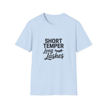 Fierce Short Temper Long Lashes T-Shirt | Sassy Women's Funny Beauty Quote Tee | Perfect Gift for Her, Trendy Attitude Top