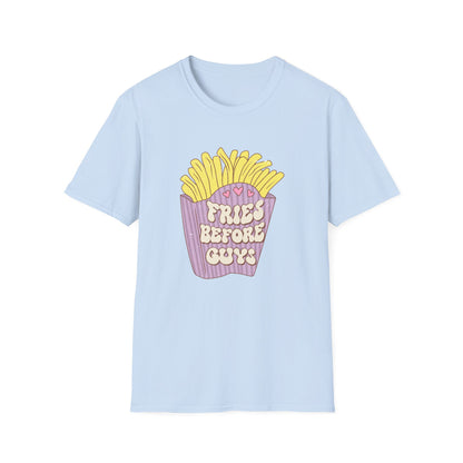 Hilarious "Fries Before Guys" T-Shirt | Trendy Retro Foodie Tee for Women, Bachelorette Parties & Best Friend Gifts