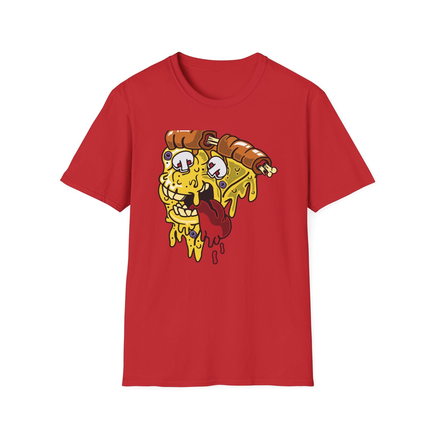 Dripping Zombie Pizza Slice T-Shirt - Ghoulish Horror Foodie Monster Tee for Halloween & Unique Style
