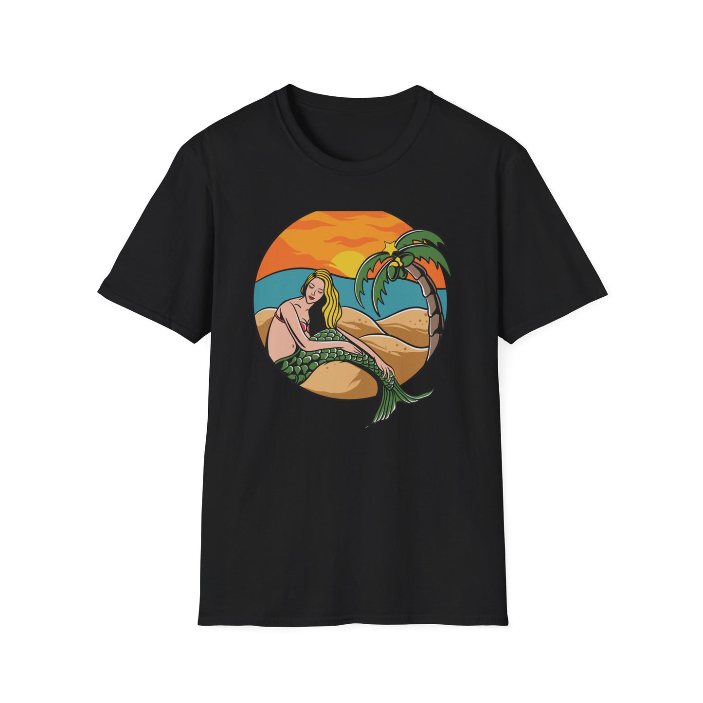 Stunning Mermaid Sunset Beach T-Shirt | Vibrant Tropical Vacation Tee for Women | Dreamy Summer Ocean Vibes