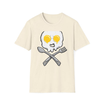 Epic Fried Egg Skull & Cross Utensils T-Shirt | Breakfast Lover & Chef Foodie Graphic Tee