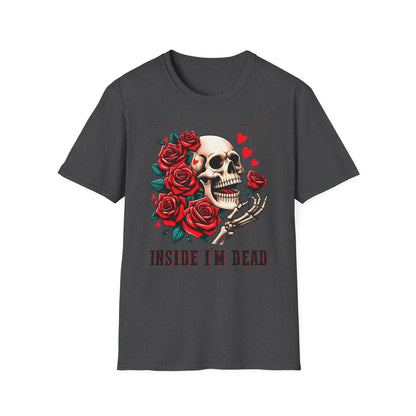 Epic 'Roses Are Red Inside I'm Dead' T-Shirt | Edgy Skull & Rose Gothic Tee | Dark Humor Statement Apparel