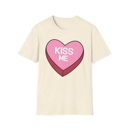 Adorable "Kiss Me" Conversation Heart T-Shirt | Sweet Valentine's Day Tee | Cute Romantic Candy Design Gift