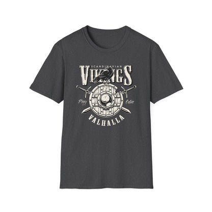 Epic Norse Viking Valhalla T-Shirt with Odin's Raven & Shield | Powerful Scandinavian Mythology Tee