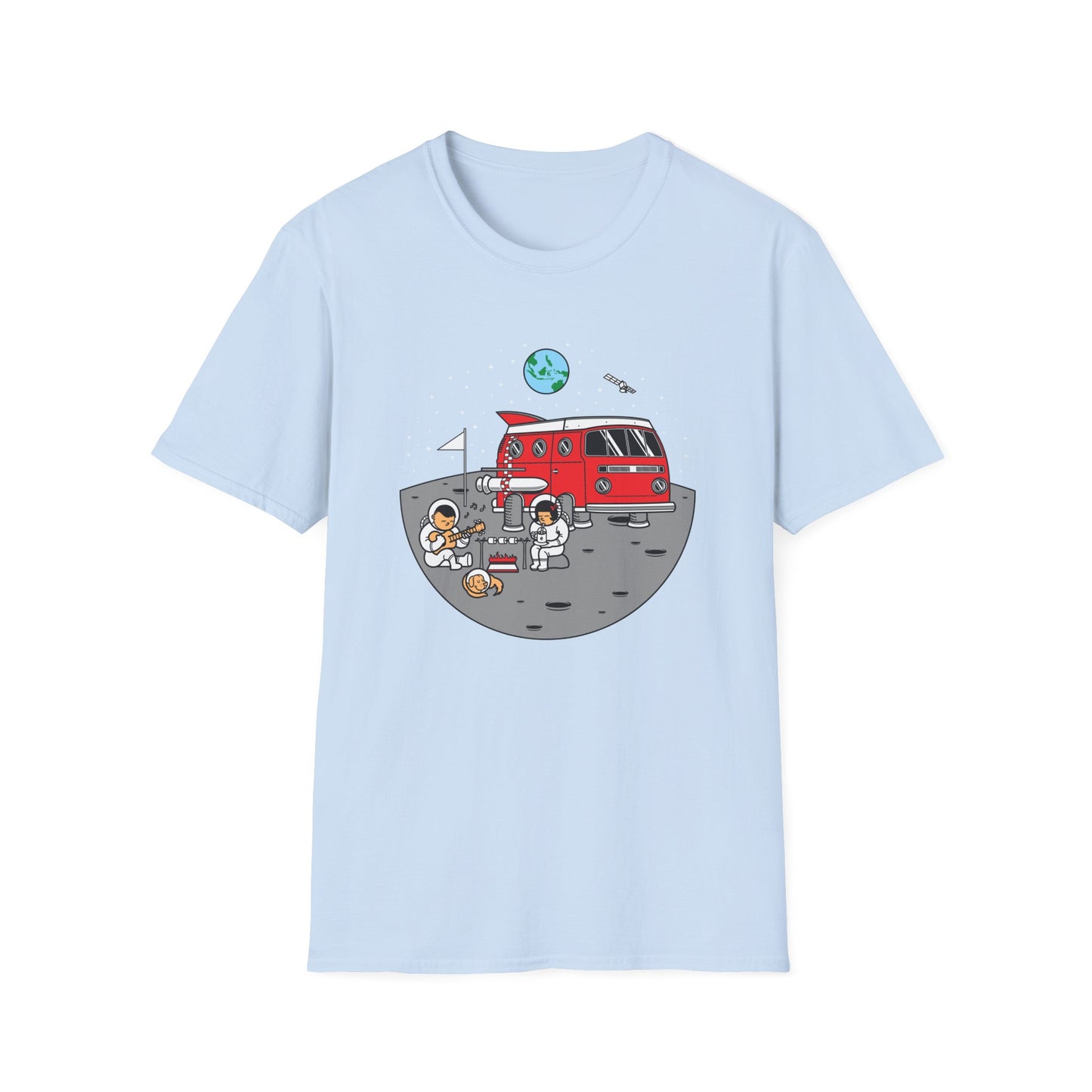 Epic Moon Camping T-Shirt: Astronauts, Space Van & Music Adventure Tee | Unique Cosmic Lover Gift