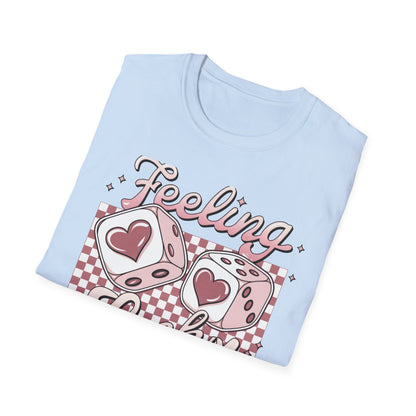 Feeling Lucky Dice Hearts T-Shirt | Chic Pink Aesthetic Tee | Trendy & Playful Love Design for Her