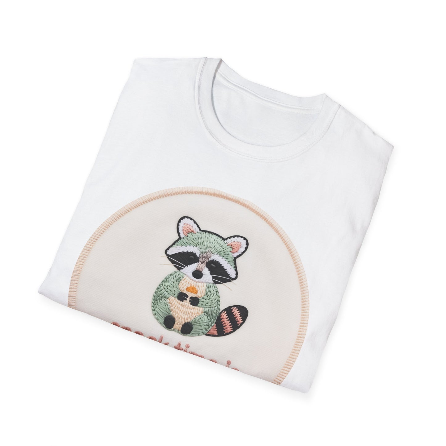 Charming Embroidered Raccoon T-Shirt - "Snack Time Is Mandatory" Cute Animal Lover & Foodie Tee