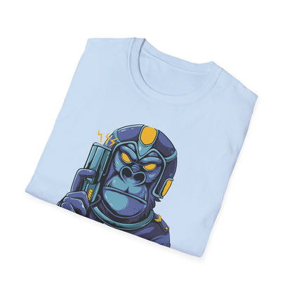 Epic Space Soldier Gorilla T-Shirt: Fierce Sci-Fi Ape Blaster Tee - Galactic Warrior Graphic for Gamers & Sci-Fi Fans