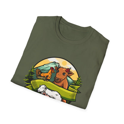 Charming Farm Animal Friends T-Shirt | Adorable Rustic Country Life Tee | Cow, Pig, Sheep & Chicken Design | Nature Lover's Gift