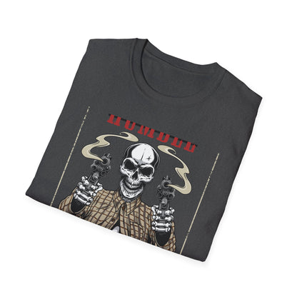 Stay Humble Hustle Hard Skull T-Shirt - Edgy Revolver Streetwear Tee for Men - Bold Urban Motivational Apparel