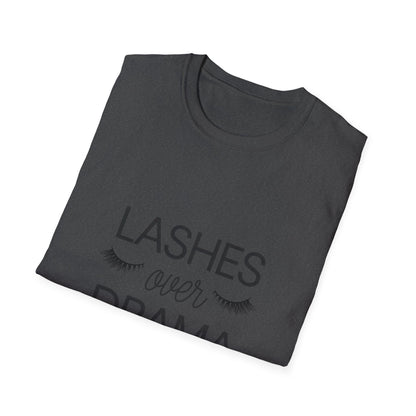 Fabulous "LASHES over DRAMA" T-shirt - Chic Eyelash Design Tee for Makeup Lovers & Beauty Queens - Empowering Gift