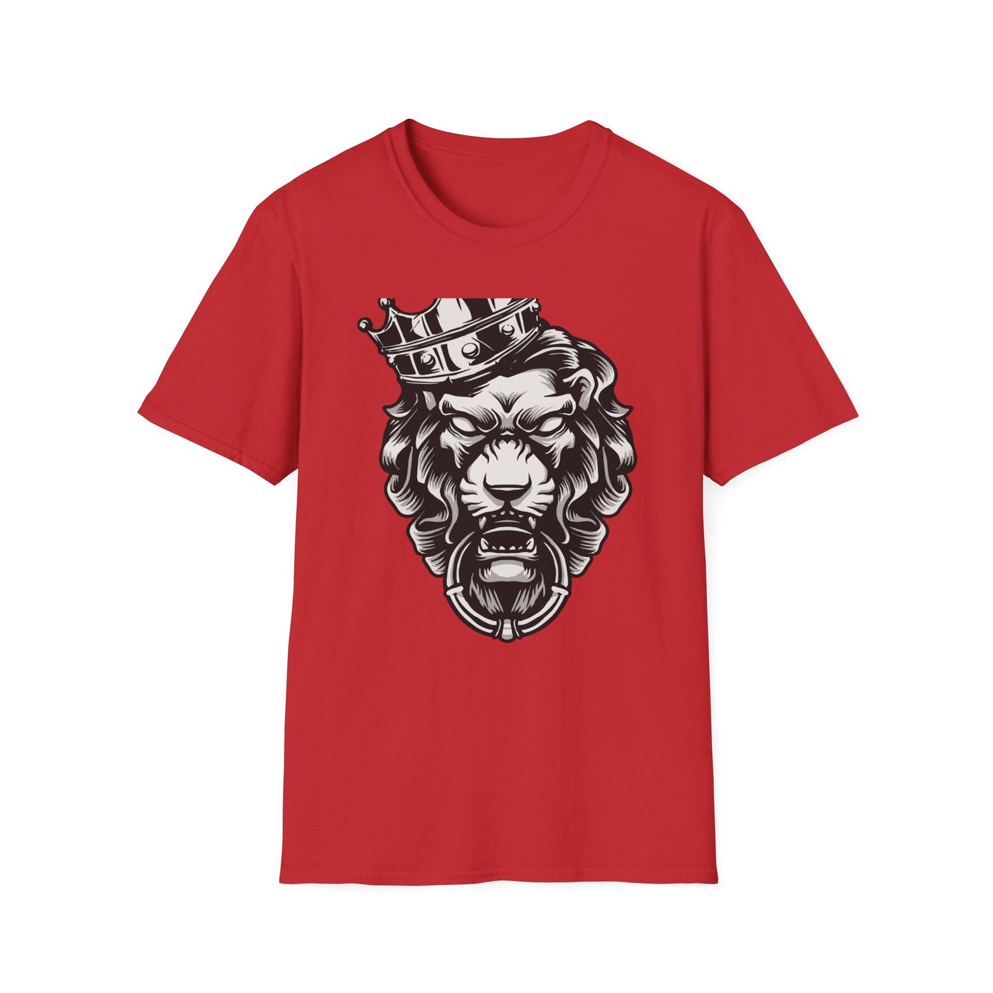Majestic Lion King T-Shirt with Crown & Door Knocker - Fierce Regal Graphic Tee for Bold Style Seekers