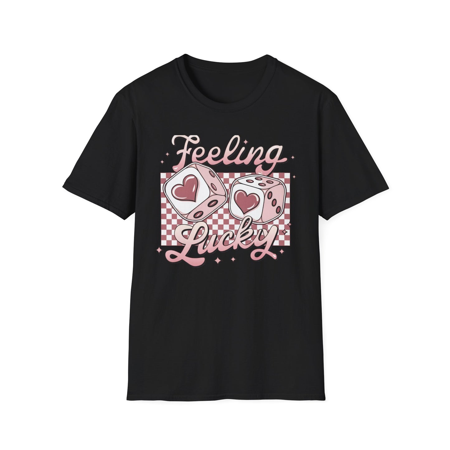 Sweet Feeling Lucky Dice & Hearts T-Shirt - Trendy Kawaii Love Charm Tee for Women & Teens