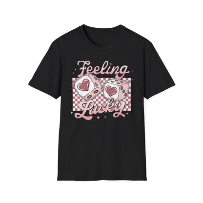 Sweet Feeling Lucky Dice & Hearts T-Shirt - Trendy Kawaii Love Charm Tee for Women & Teens