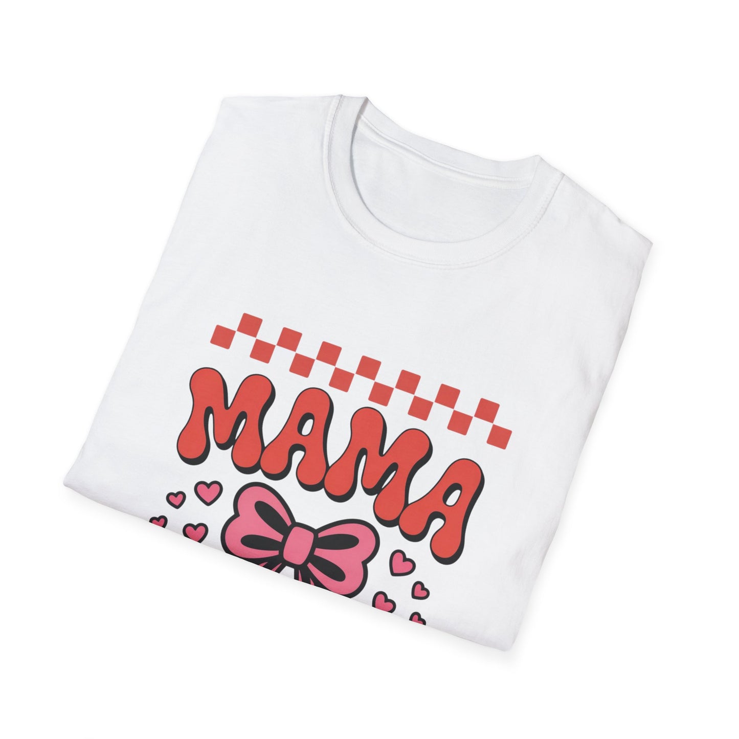 Groovy Mama T-Shirt | Adorable Pink Bow Hearts & Checkerboard | Perfect Mother's Day Gift for Trendy Moms