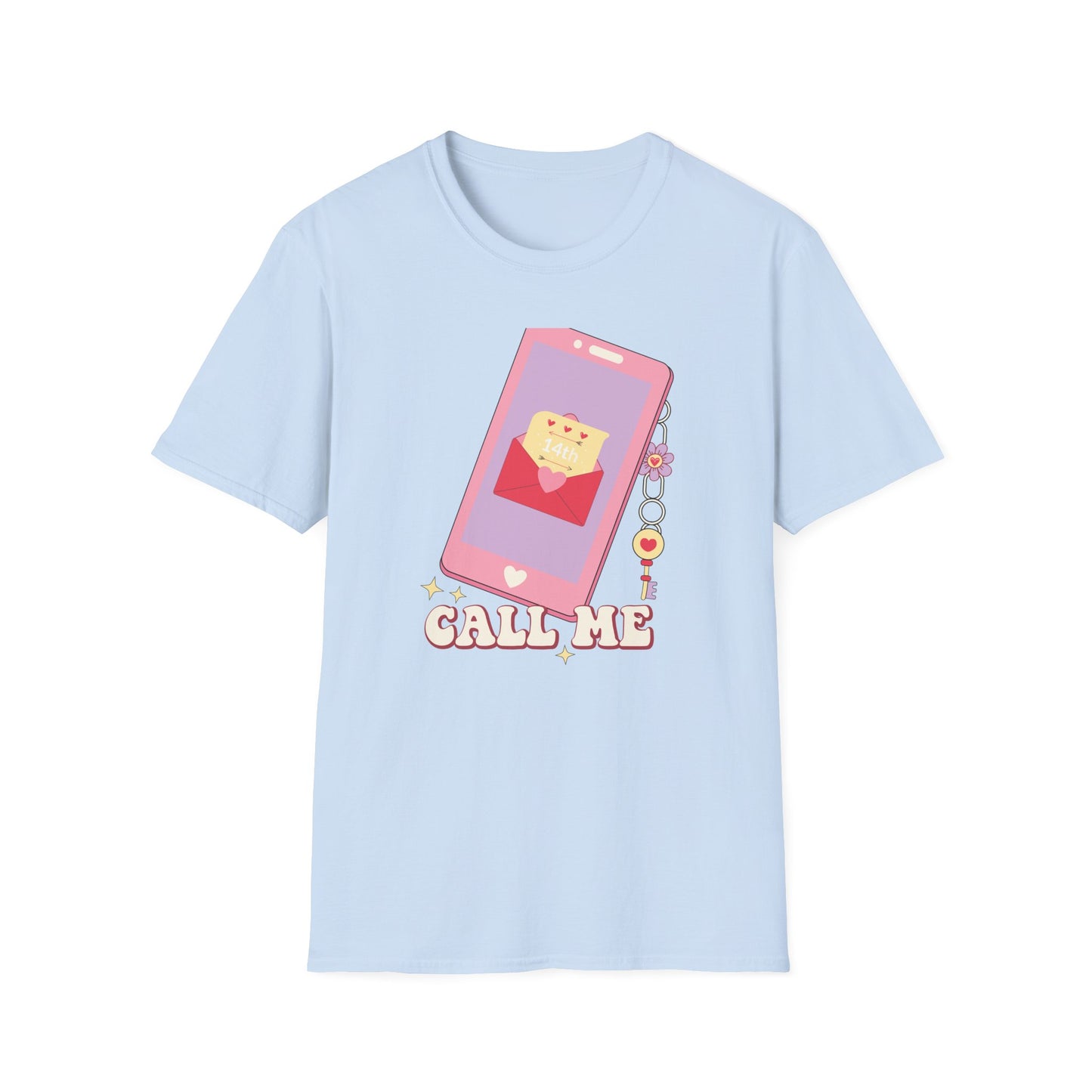 Sweet 'Call Me' Valentine's Day T-Shirt | Retro Love Letter Phone Tee | Adorable Romantic Gift for Her & Him