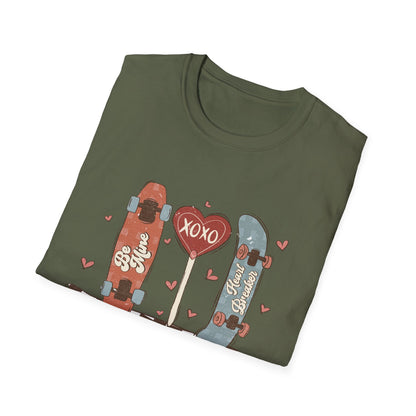 Retro Skateboard Valentine's T-Shirt | Be Mine Heart Breaker XOXO Tee | Trendy Vintage Skater Love Graphic Shirt