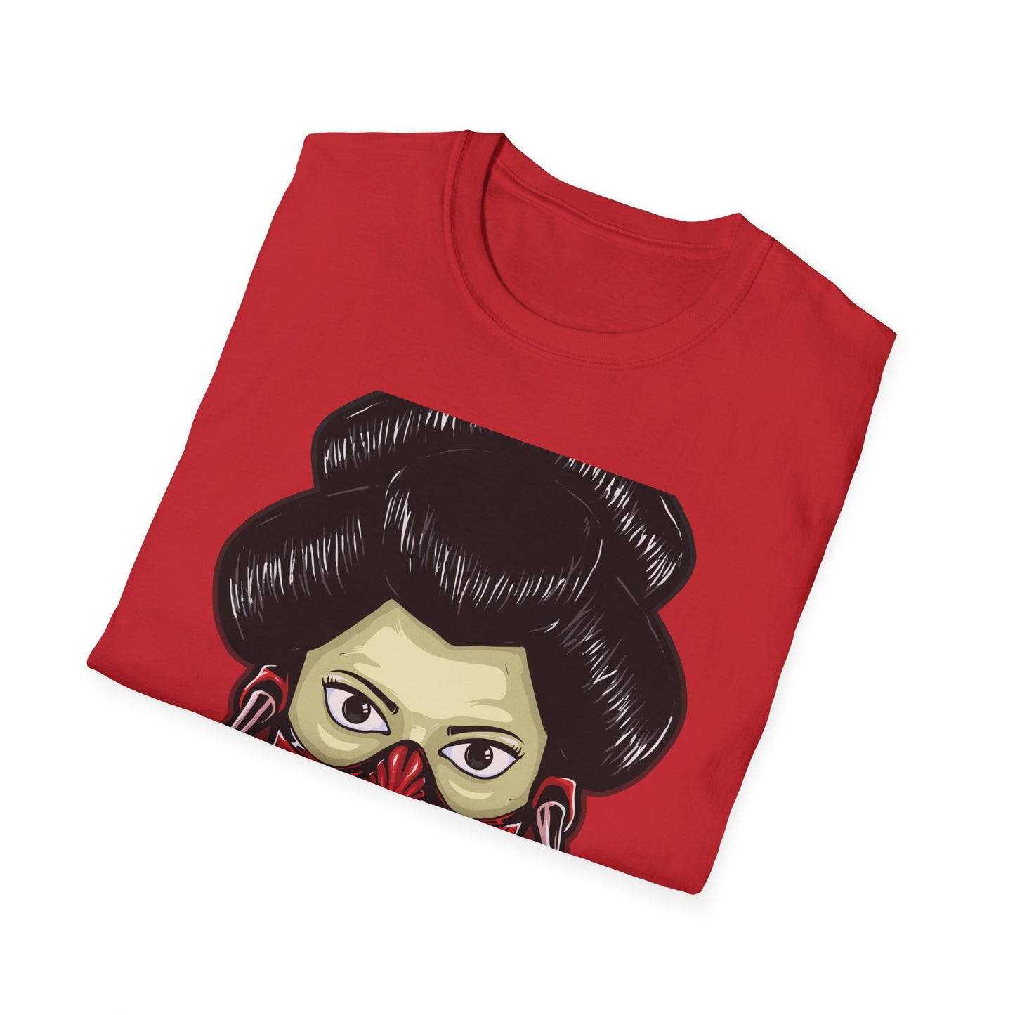 Fierce Hannya Mask T-Shirt | Striking Japanese Oni Demon Warrior Tee with Blade | Bold Traditional Art Statement Shirt