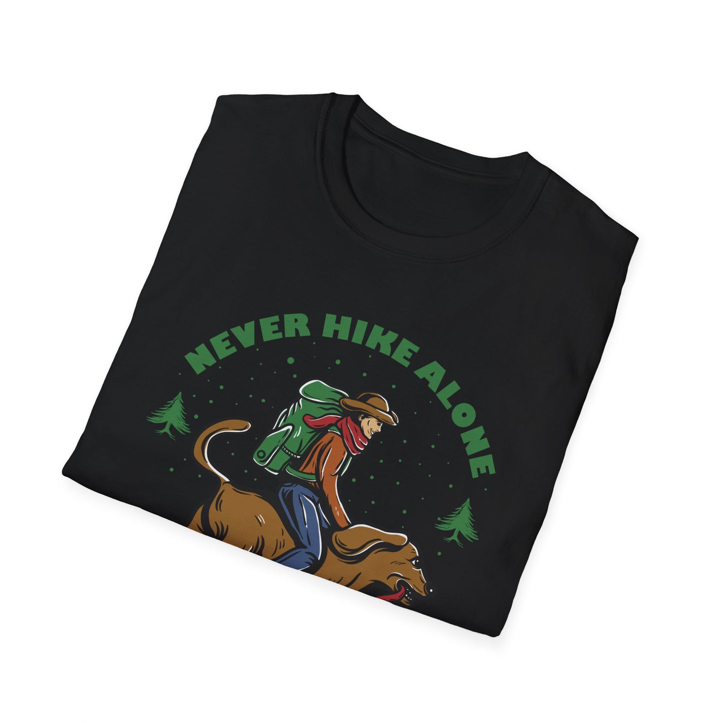 Never Hike Alone T-Shirt | Epic Hiker & Dog Lover Tee for Outdoor Adventures | Companion Goal Shirt Gift