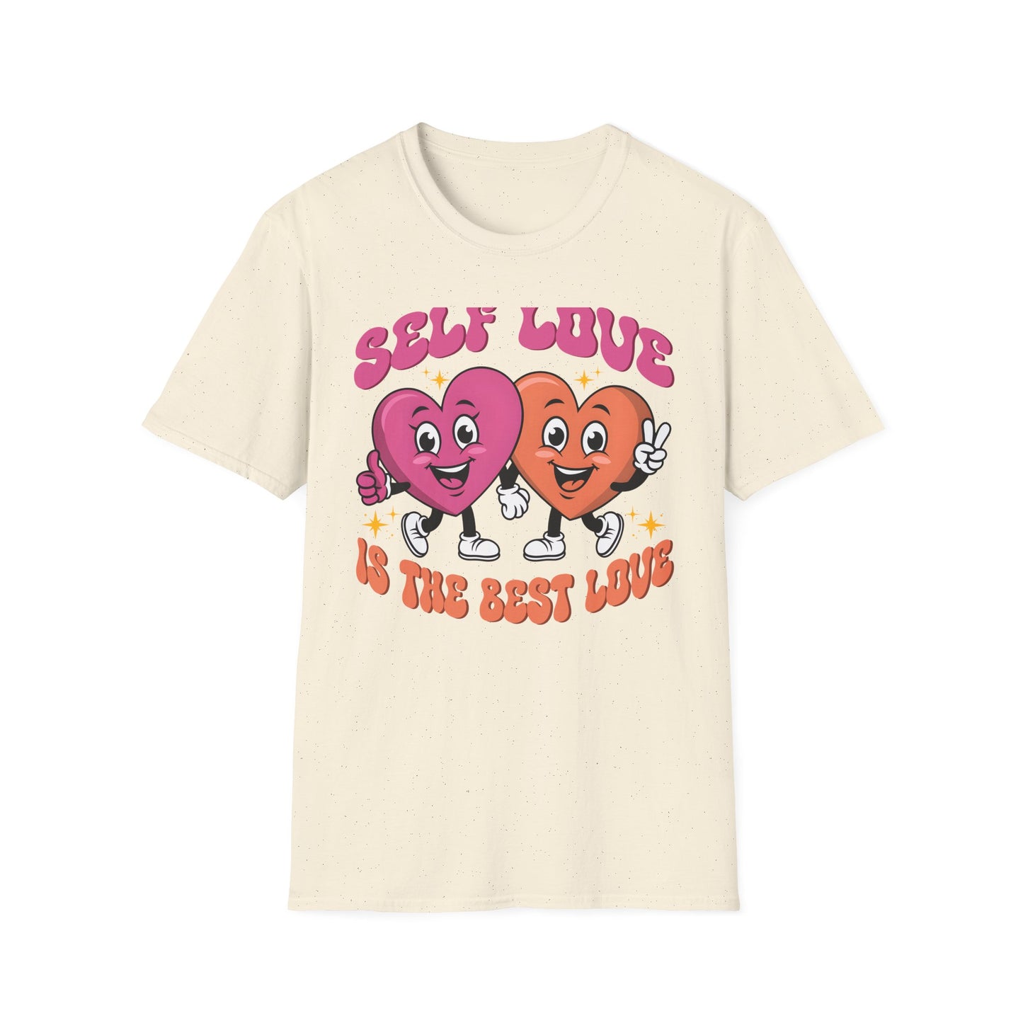 Uplifting Self Love T-Shirt | Groovy Cartoon Hearts Tee | Positive Vibes & Retro Empowerment Apparel