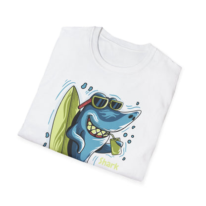 Chill Shark Summer Surfer T-Shirt | Funny Beach Vacation & Ocean Lover Tee | Awesome Ocean Vibes Gift for Men & Women