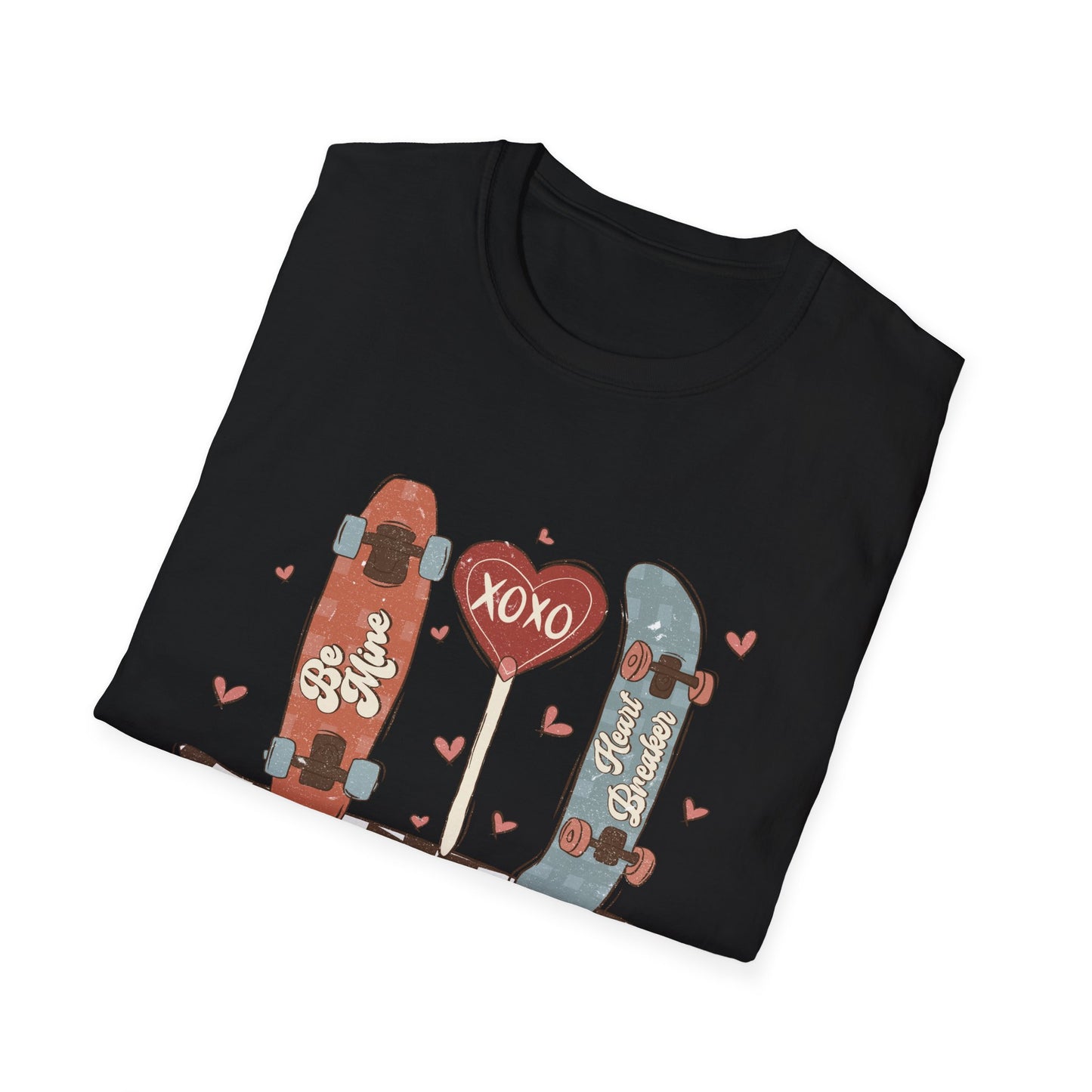 Retro Skateboard Valentine's T-Shirt | Be Mine Heart Breaker XOXO Tee | Trendy Vintage Skater Love Graphic Shirt
