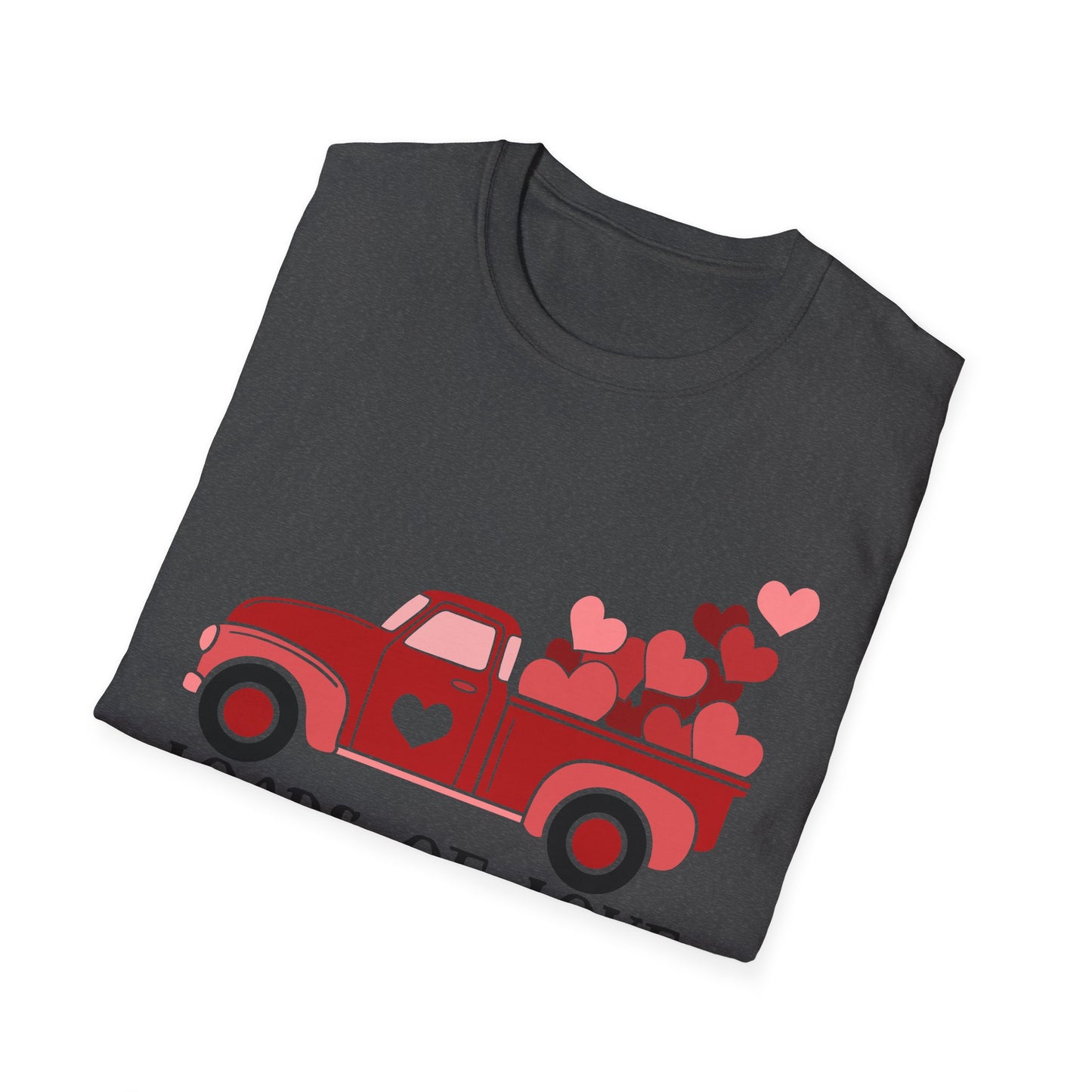 Charming Red Pickup Truck Hearts T-Shirt | Sweet Love Delivery Valentine's Day Gift Tee for Her & Him