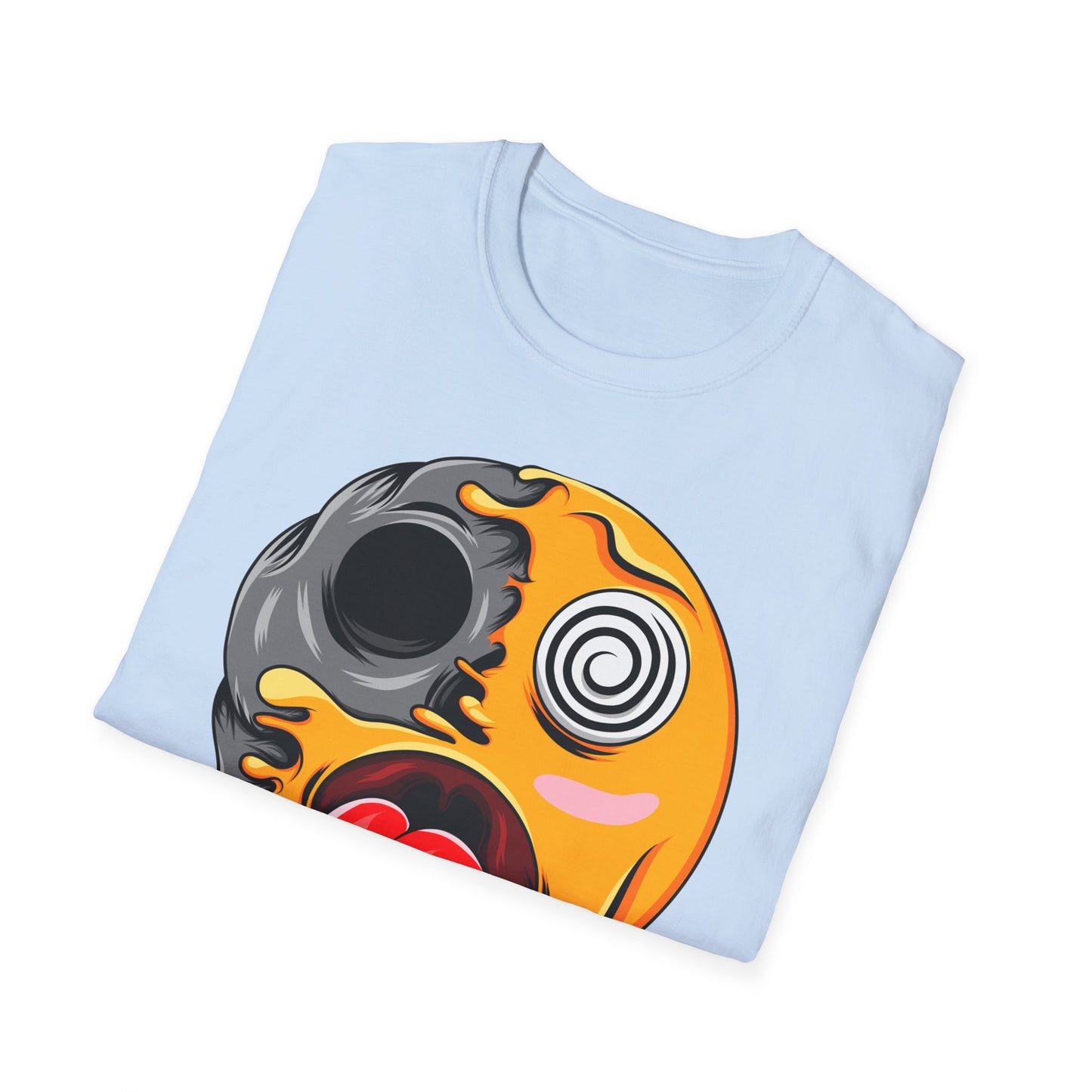 Trippy Melting Skull Emoji T-Shirt - Unique Psychedelic Graphic Tee | Cool Streetwear Statement Gift